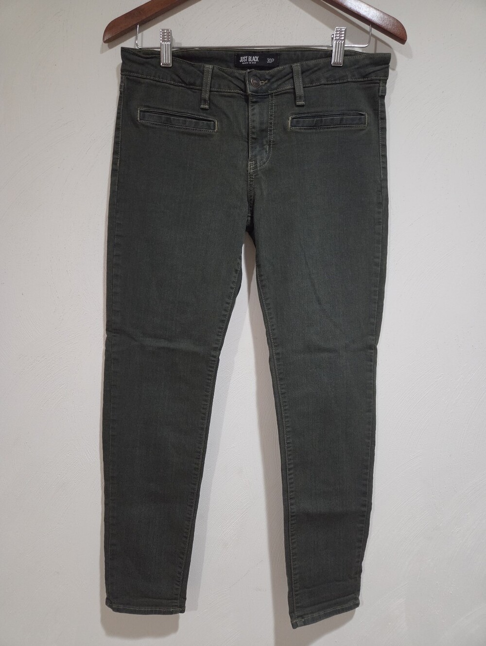 Just Black Green Stretch Denim Skinny Pants Size 30P